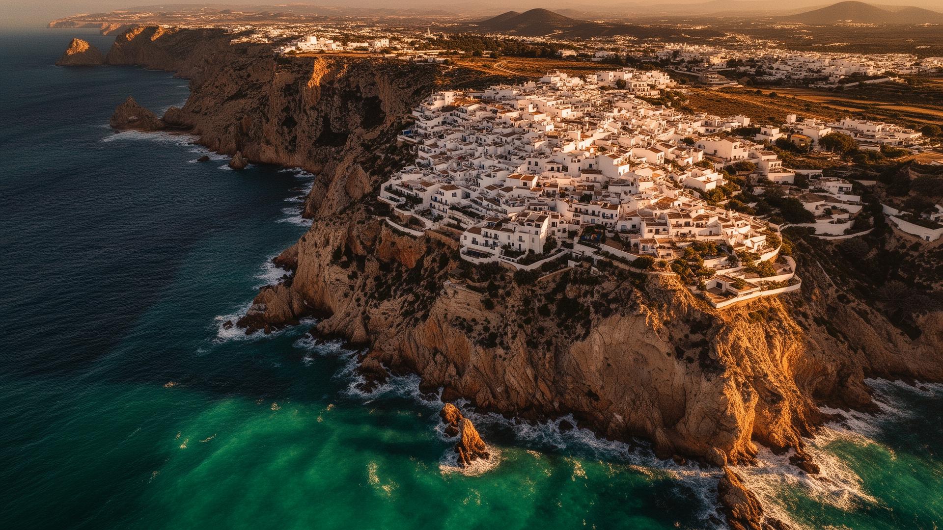 Vista aérea con drone de la costa española